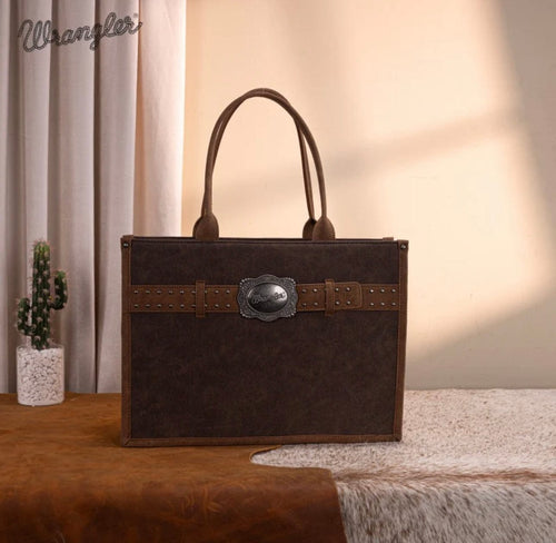 Twisted T Western & More Wrangler Buckle Concealed Carry Large Tote (Coffee)