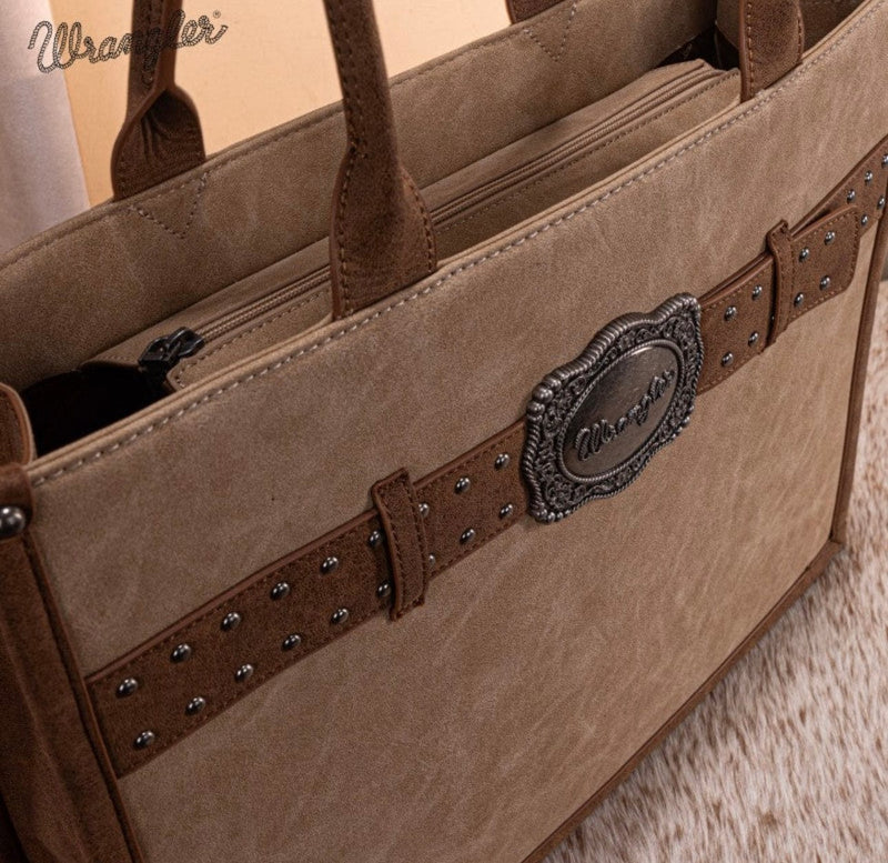 Twisted T Western & More Wrangler Buckle Concealed Carry Tote (Tan)