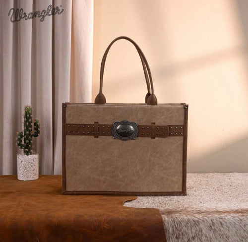 Twisted T Western & More Wrangler Buckle Concealed Carry Tote (Tan)