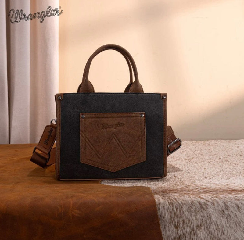 Twisted T Western & More Wrangler Buckle Tote/Crossbody (Black)