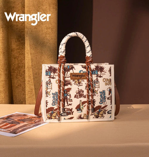 Twisted T Western & More Wrangler Cowboy Print Rope Tote Bag