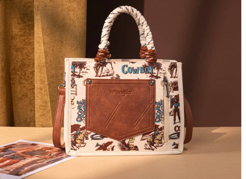 Twisted T Western & More Wrangler Cowboy Print Rope Tote Bag