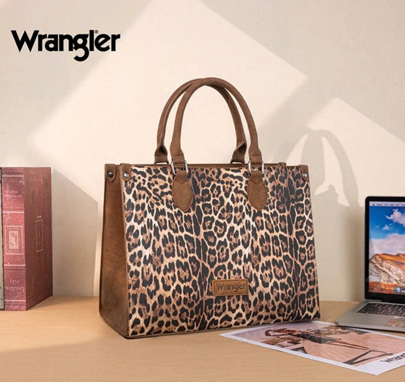 Twisted T Western & More Wrangler Leopard Large Tote/crossbody