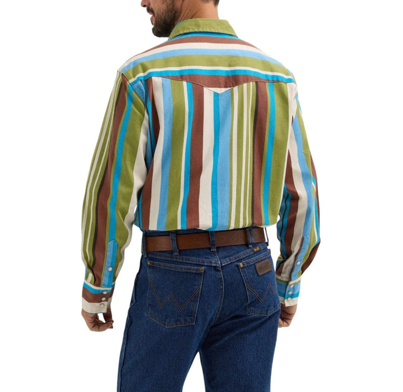 Twisted T Western & More 2XL Wrangler Men’s Vintage Brushpopper Striped LS Western Snap Shirt