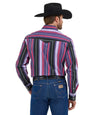 Twisted T Western & More Wrangler Men's Vintage Inspired Purple Multi Stripe Snap Shirt