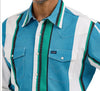 Twisted T Western & More Wrangler Mens Vintage Brushpopper Blue Stripe Snap Shirt