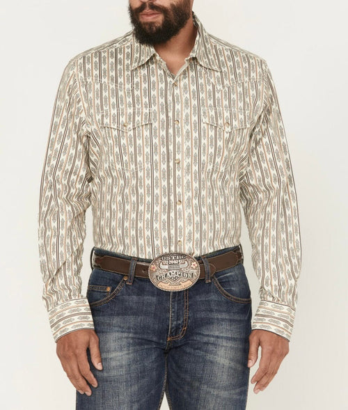 Twisted T Western & More Wrangler Retro Mens Southwestern  Print Long Sleeve Snap Western Shirt