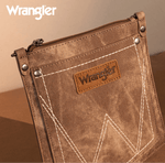 Twisted T Western & More Wrangler “W” Stitch Water Repellent Denim Pocket Crossbody in Brown