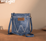 Twisted T Western & More Wrangler “W” Stitch Water Repellent Denim Pocket Crossbody in Jean