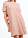 very j Apparel & Accessories Women's Taupe Cutout Slv Tee Dress