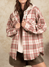 Very j Women’s Shirt Women's Hooded Flannel Plaid Jacket