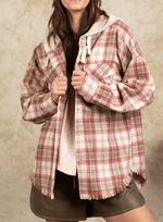 Very j Women’s Shirt Women's Hooded Flannel Plaid Jacket