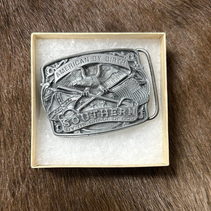 Western express “American By Birth…” Belt Buckle