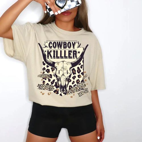 whiskey & Lace Apparel & Accessories Women's Leopard Cowboy Killer Tee