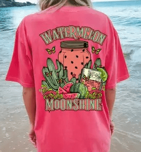 whiskey & Lace Apparel & Accessories Women's Pink Watermelon Moonshine Tee (Copy)