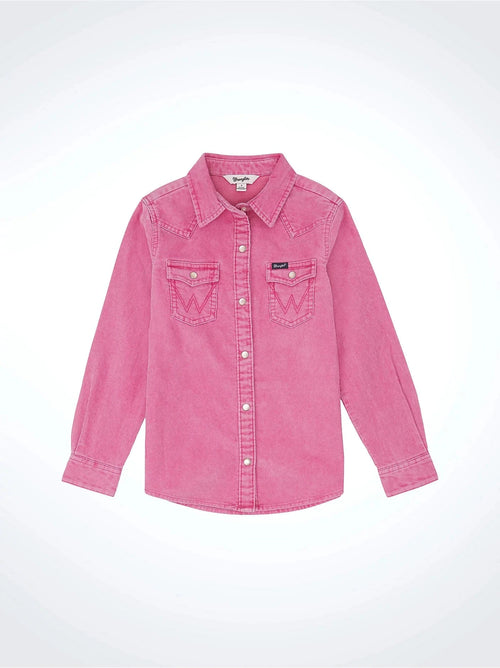 Wrangler Apparel & Accessories Girl's Pink Corduroy Western Snap