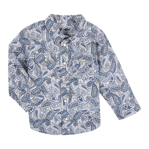 wrangler Boys Shirts Boys Wrangler Toddler Blue Paisley Shirt