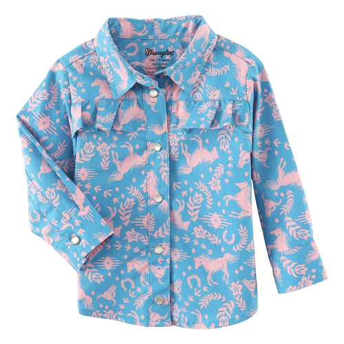 wrangler Girl's Clothing Girl's Toddler Wrangler Blue Print Shirt