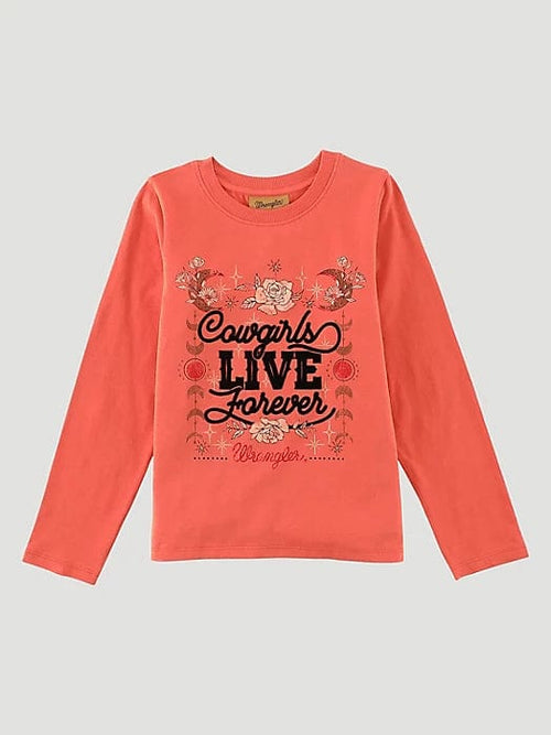 wrangler Girls Shirts Girl's Wrangler LS "Cowgirl's Live Forever" Shirt