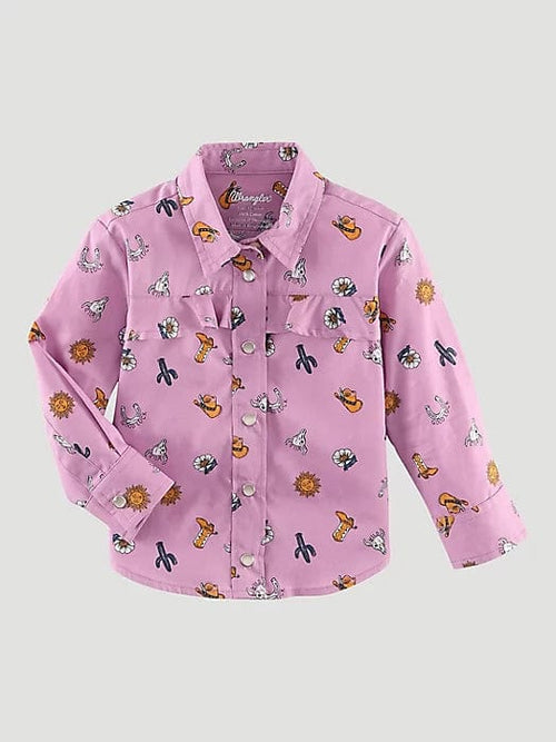 wrangler Girls Shirts Girl's Wrangler Toddler Purple Snap Shirt