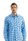 Wrangler Men's Shirts Men’s Wrangler Retro Lt Blue Plaid