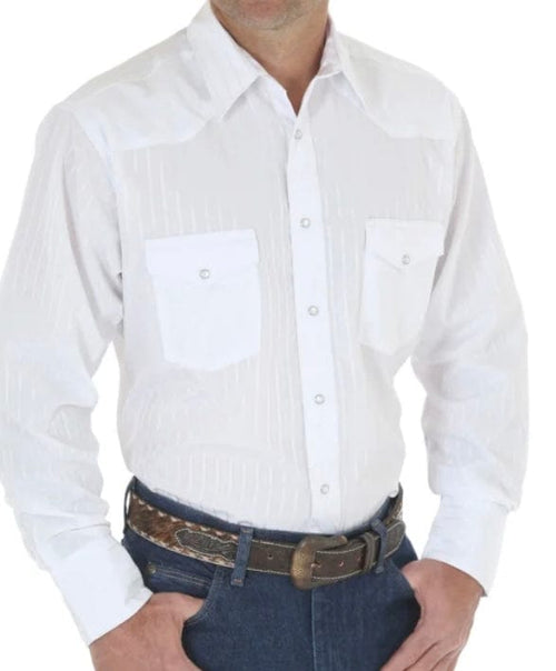 Wrangler Men's Shirts Men’s Wrangler White Stripe Snap Shirt