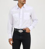Wrangler Men's Shirts Men’s Wrangler White Stripe Snap Shirt