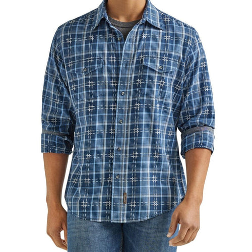 wrangler Mens Apparel Men's Wrangler Blue Retro Button Shirt