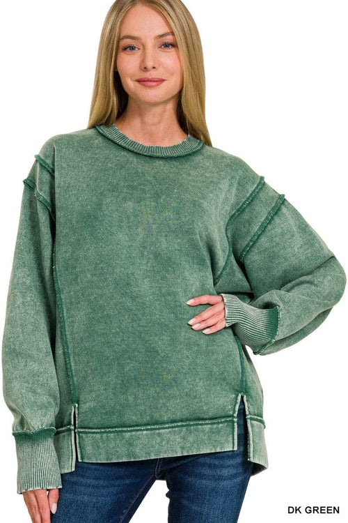 Zenana Apparel & Accessories Women's Aid Wash Green sweatshirt