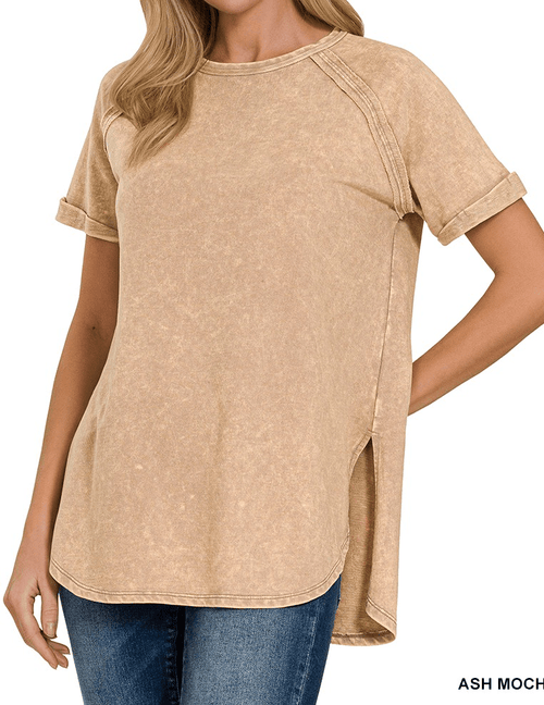 Zenana Women's Apparel Women's SS Raw Edge  Slv Shirt