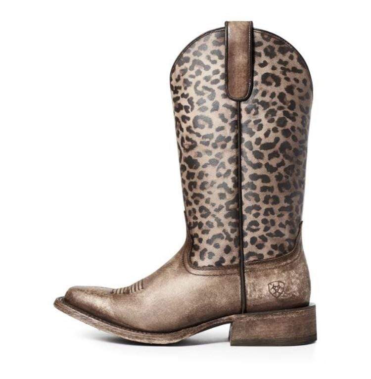 Ariat 9D Ariat Leopard Print Circuit Savanna Naturally Distressed Ladies Boots