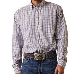 Ariat Men's Shirts Men's Ariat LS WF White/Blue Plaid