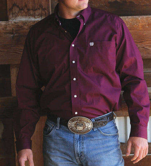 Cinch Men's Shirts Men's Cinch LS Burg Solid Button