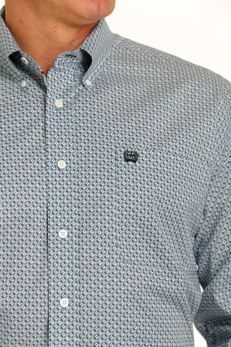 Cinch Men's Shirts Men's Cinch LS Lt Blue Print Stretch Shirt