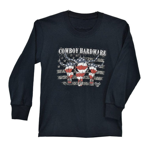 Cowboy Hardware Boys clothes Boys CH Flag/Skull LS Black T-Shirt