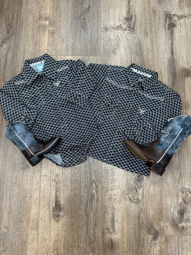 Cowboy Hardware Rolodex LS Romper and Shirt