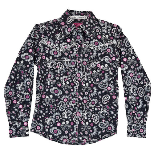 Cowgirl Hardware Girl's Toddler CH Black Paisley LS Shirt