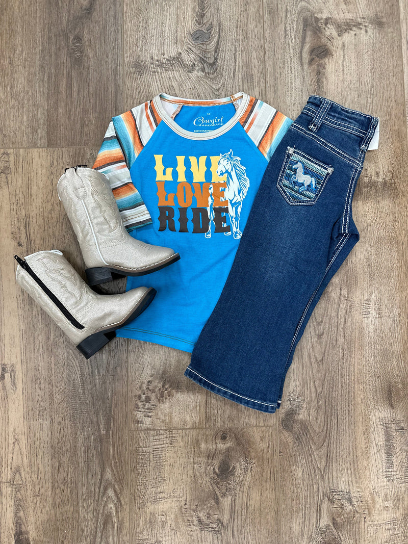 Cowgirl Hardware Toddler Live Love Ride Serape Raglan