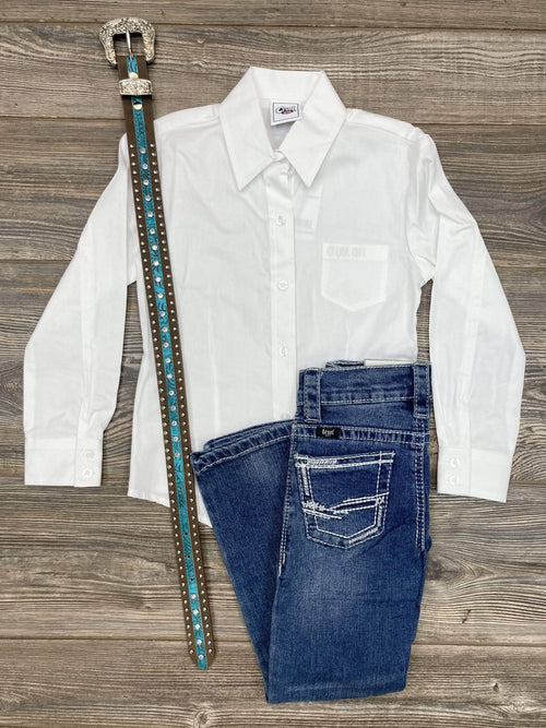 Cruel Girl Girls clothing Girl’s Cruel Girl Solid White Button-down Western Shirt