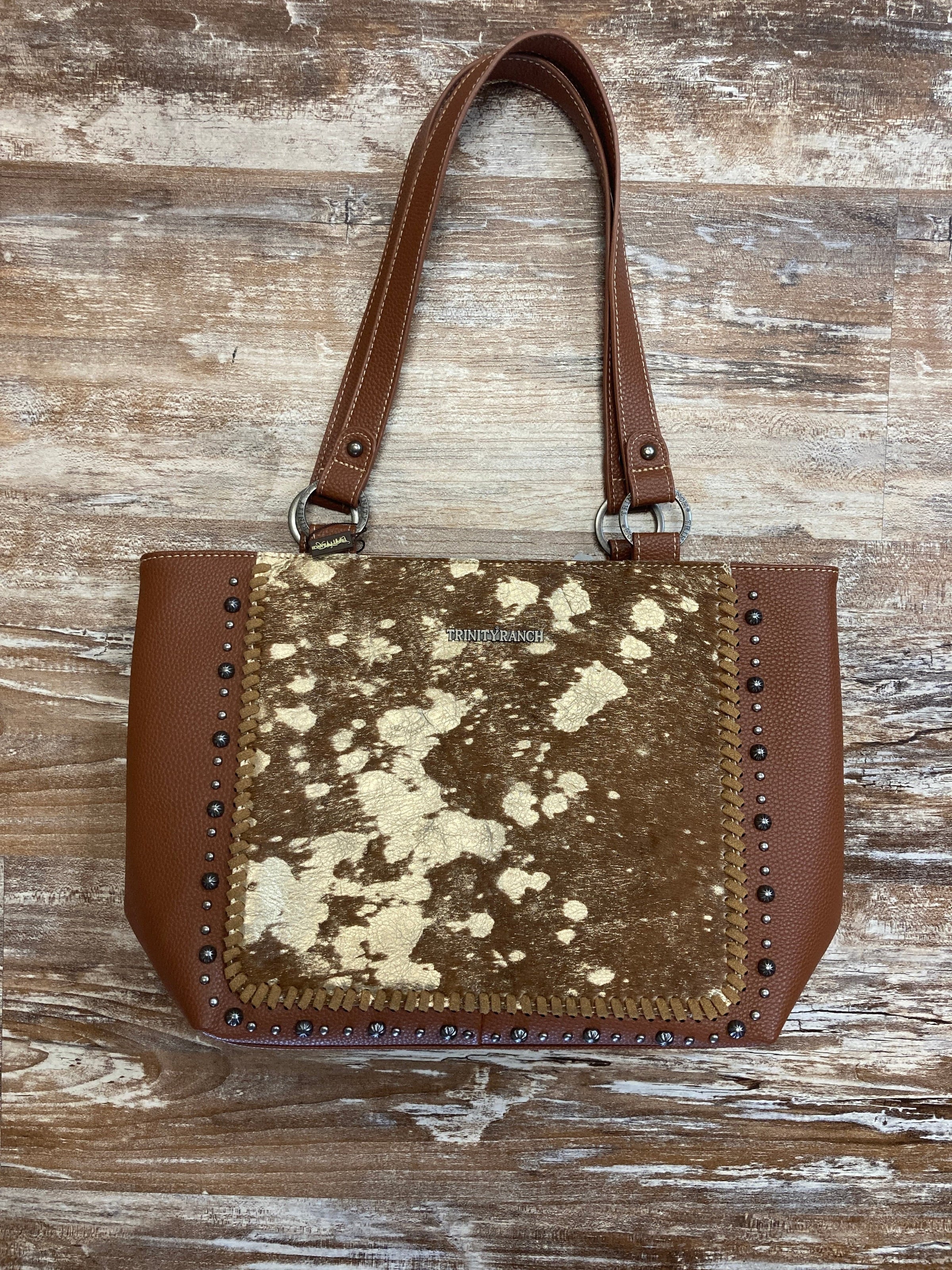 Trinity Ranch Studded Genuine Leather Fringe Tote Bag – Montana West World