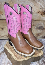 Old West Kids Footwear Old West Toddler/Child Tan & Pink Boot