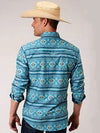 Roper Men's Shirts Men's Roper LS Blue Aztec Snap Shirt