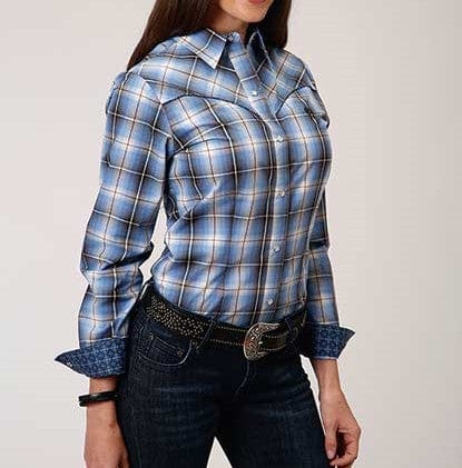 Roper Women Apparel Women's Roper Storm Blue Plaid Snap Shirt