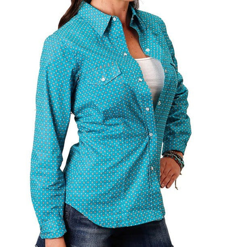 Roper Womens Shirt Women's Roper Amarillo Turquoise Snap Shirt