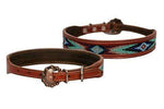 Shiloh Tack Dog Collars Leather Dog Collar with Turquoise Beaded Design