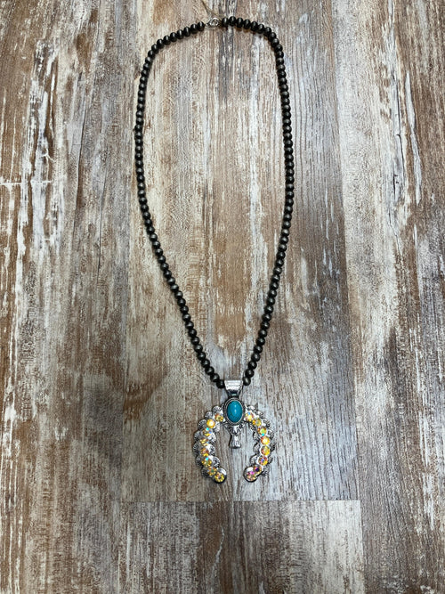 Twisted T Western & More Beaded Western Necklace with Iridescent Cactus Blossom