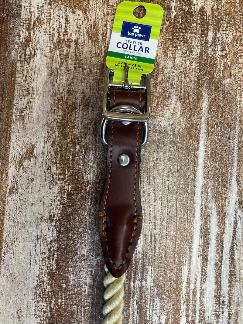 Twisted T Western & More Dog Collars Leather & Rope Dog Collar
