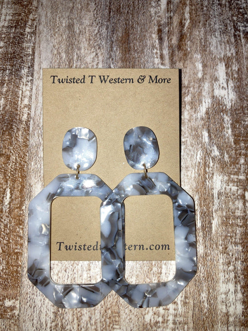 Twisted T Western & More Jewelry Grey Marble Earrings