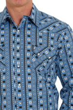 Twisted T Western & More Men's Shirts Men's Cinch Western Snap Blue Aztec Print