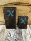 Twisted X Twisted X Distressed Brown and Turquoise Rodeo Wallet